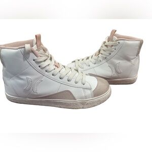 Hurley White and Light Pink High-Top Sneakers